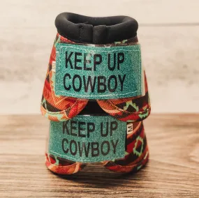 Medium "Keep Up Cowboy" Aztec Weaver Bells w/ Turquoise Glitter