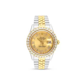 Men's Diamond Watch Rolex DateJust 36mm Two-Tone; Champagne Dial W00924