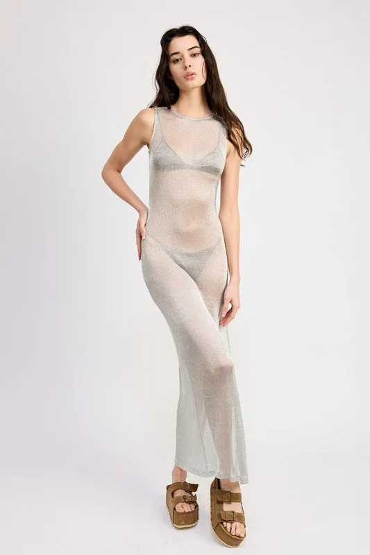 Mesh Silver Maxi Dress