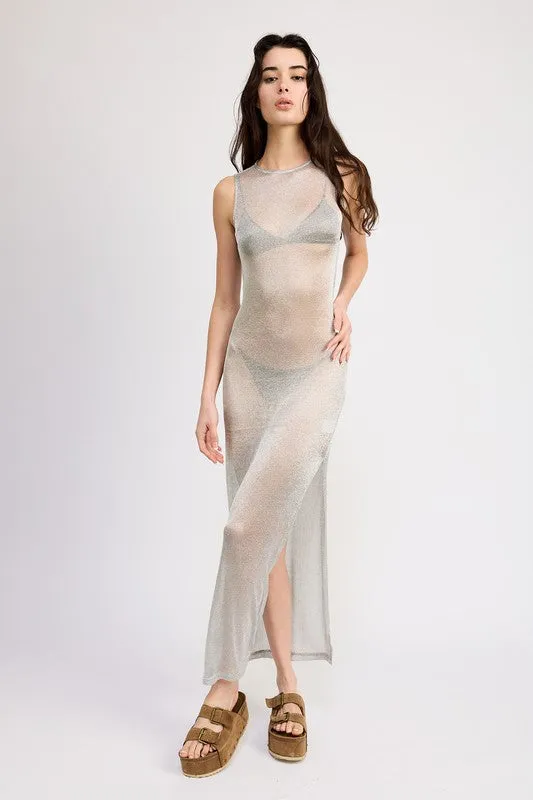 Mesh Silver Maxi Dress