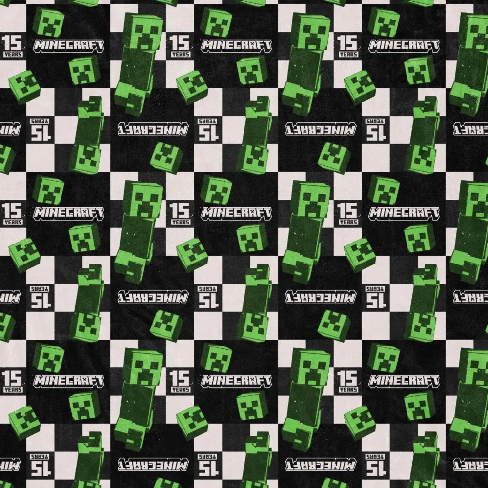 Minecraft 15th Anniversary Checkered Creeper Sherpa Blanket