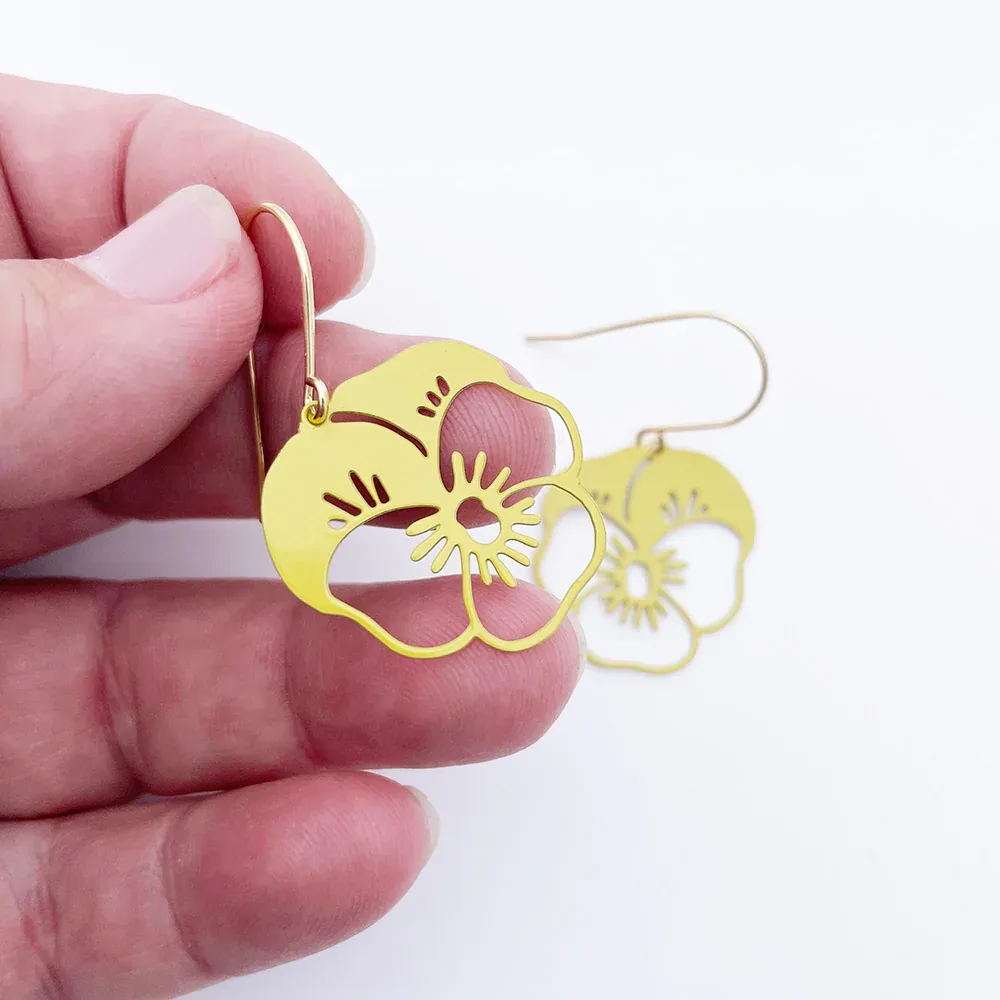 Mini Pansy Earrings - Yellow