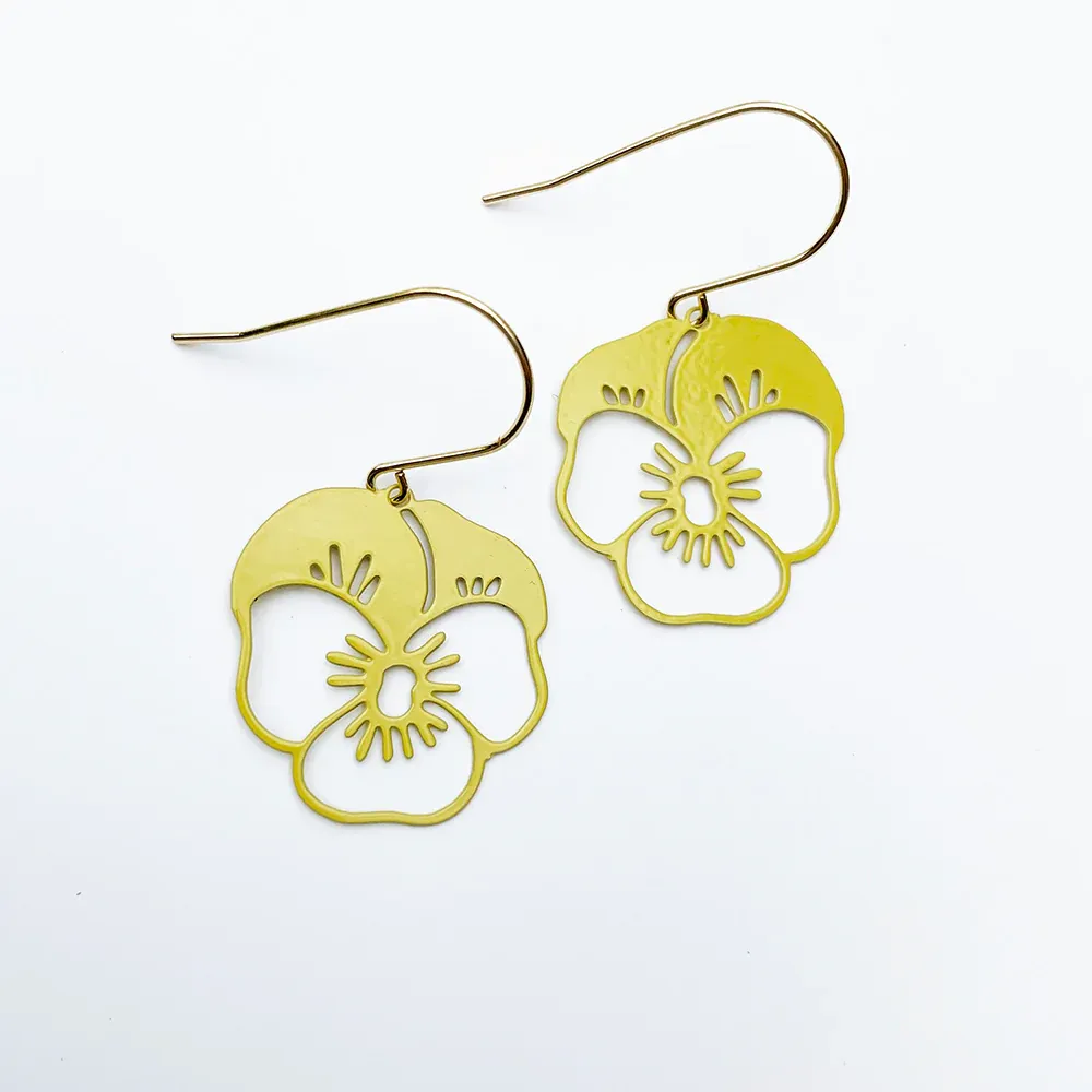 Mini Pansy Earrings - Yellow