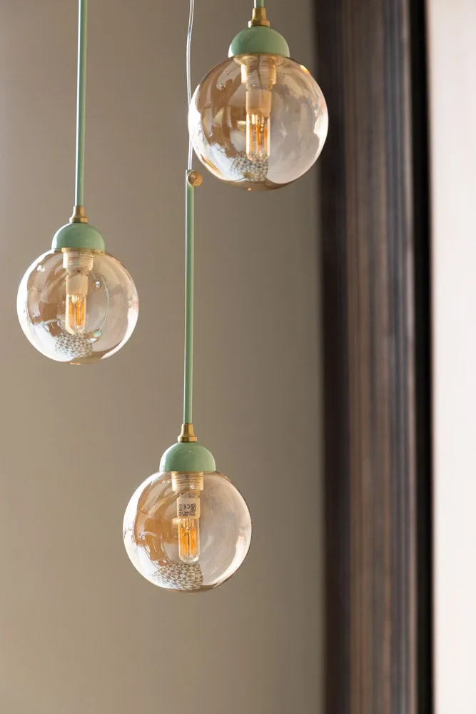 Mint Green Glass Dome Metal Ceiling Light