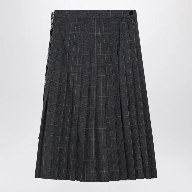 MULTI-LAYER WOOL CHECK SKIRT