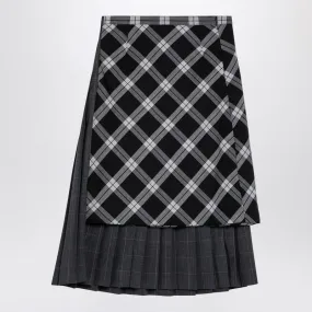 MULTI-LAYER WOOL CHECK SKIRT