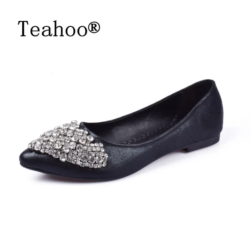 NEW Fashion Flats Shoes Women Ballet Princess Shoes For Casual Crystal Boat Shoes Rhinestone Women Flats