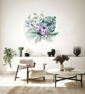 Orchid Composition Printed Transparent Acrylic Circle