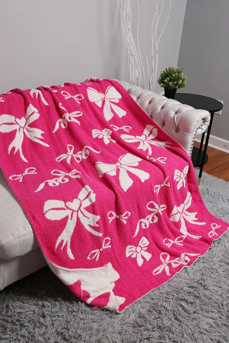 Ribbon Pattern Print Cozy Soft Throw Blanket