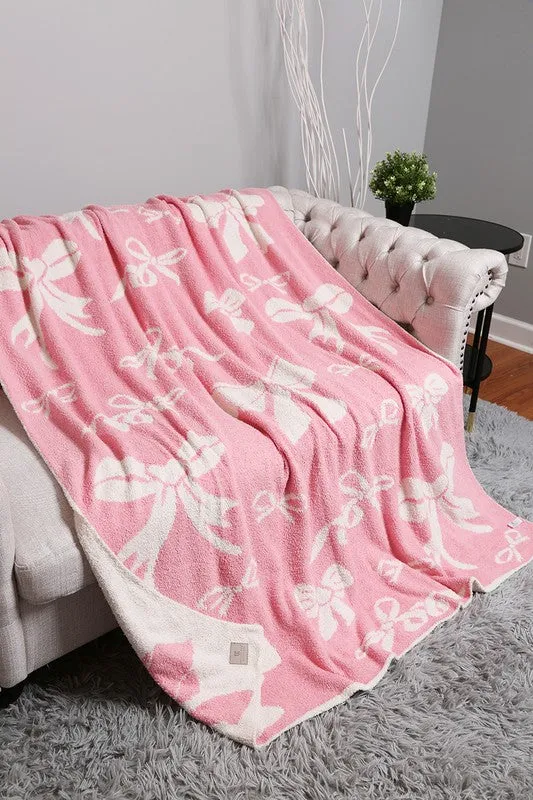 Ribbon Pattern Print Cozy Soft Throw Blanket