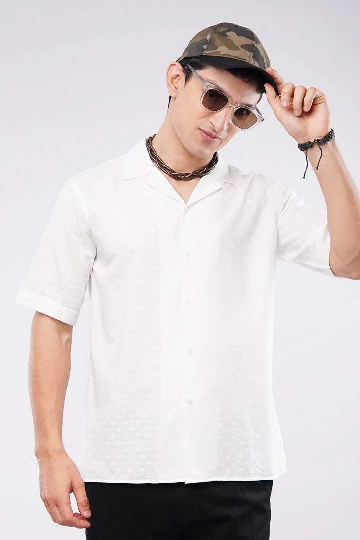 Self Texture Cuban Shirt - White