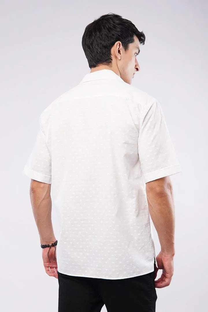 Self Texture Cuban Shirt - White