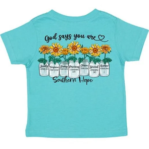 (Sunflower) God Says Short Sleeve Girls Tee (D)