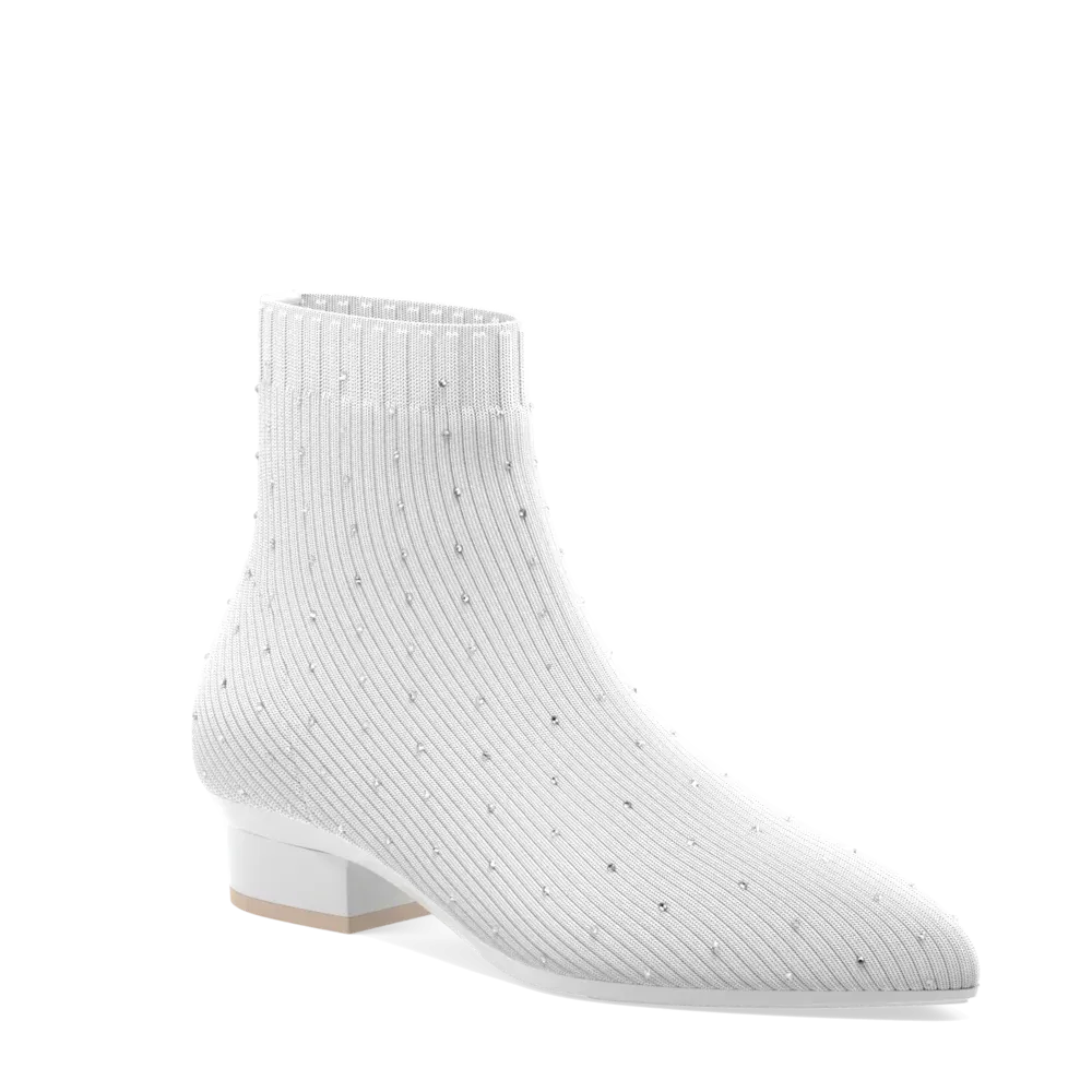 The Bootie White Knit Rhinestone - FINAL SALE