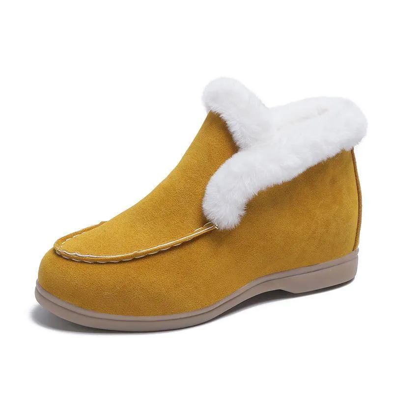 Women’s Suede Ankle Snow Boots - Faux Fur Lined