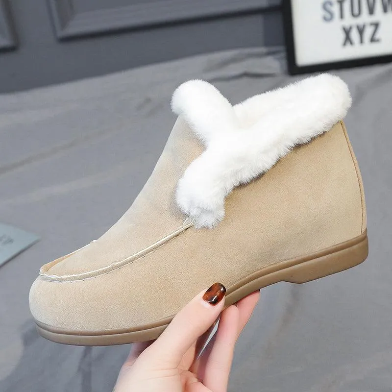 Women’s Suede Ankle Snow Boots - Faux Fur Lined