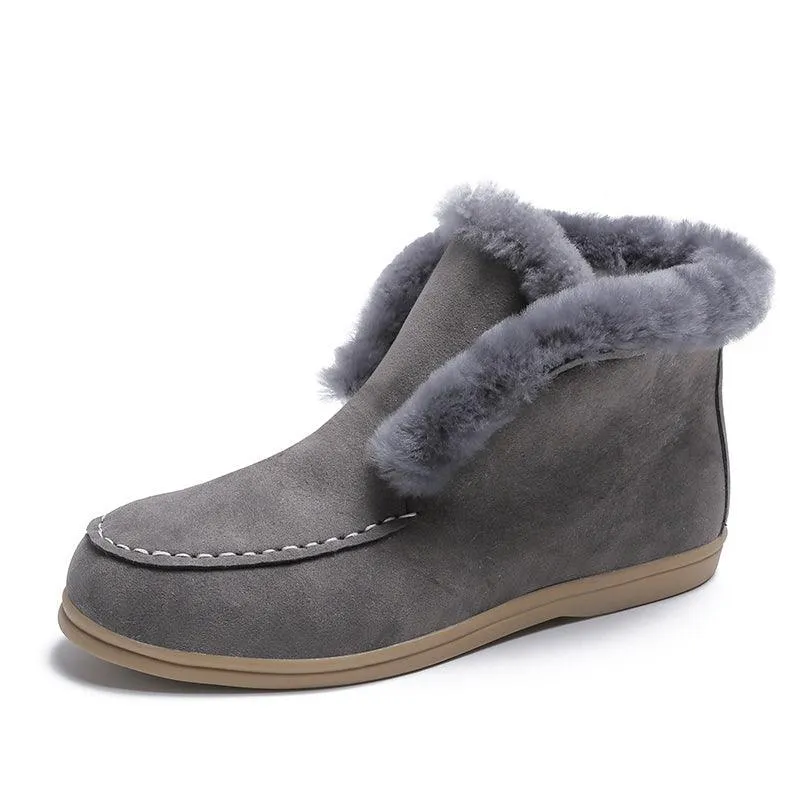 Women’s Suede Ankle Snow Boots - Faux Fur Lined