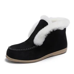 Women’s Suede Ankle Snow Boots - Faux Fur Lined