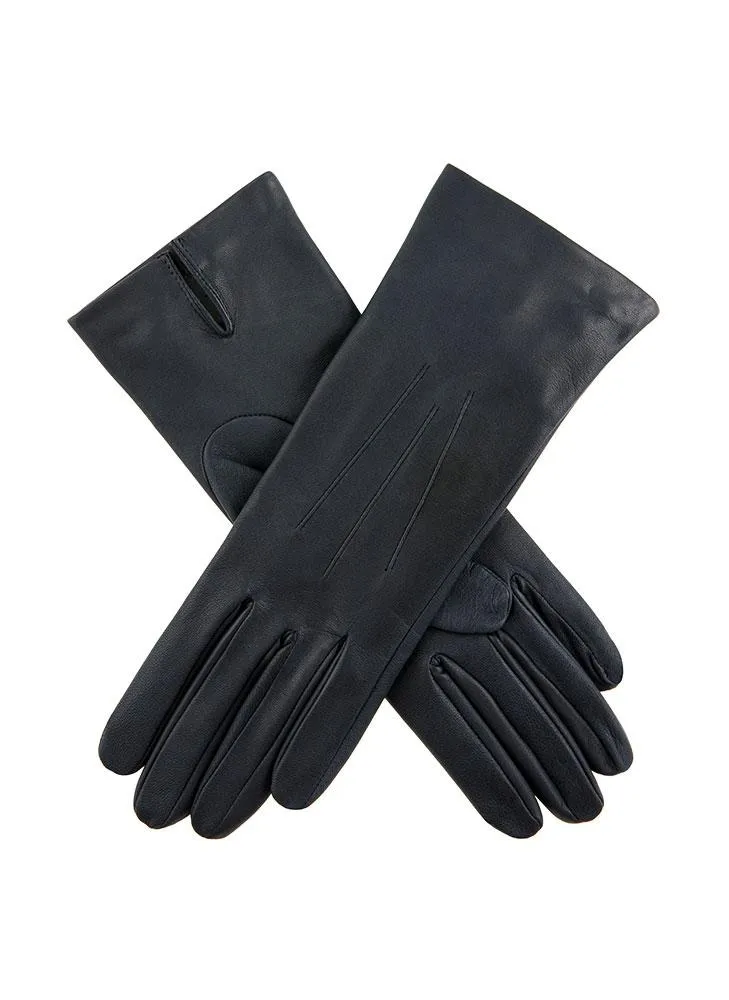 Women's Three-Point Silk-Lined Leather Gloves