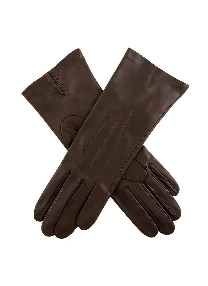 Women's Three-Point Silk-Lined Leather Gloves