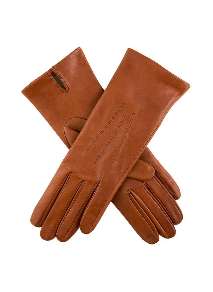 Women's Three-Point Silk-Lined Leather Gloves