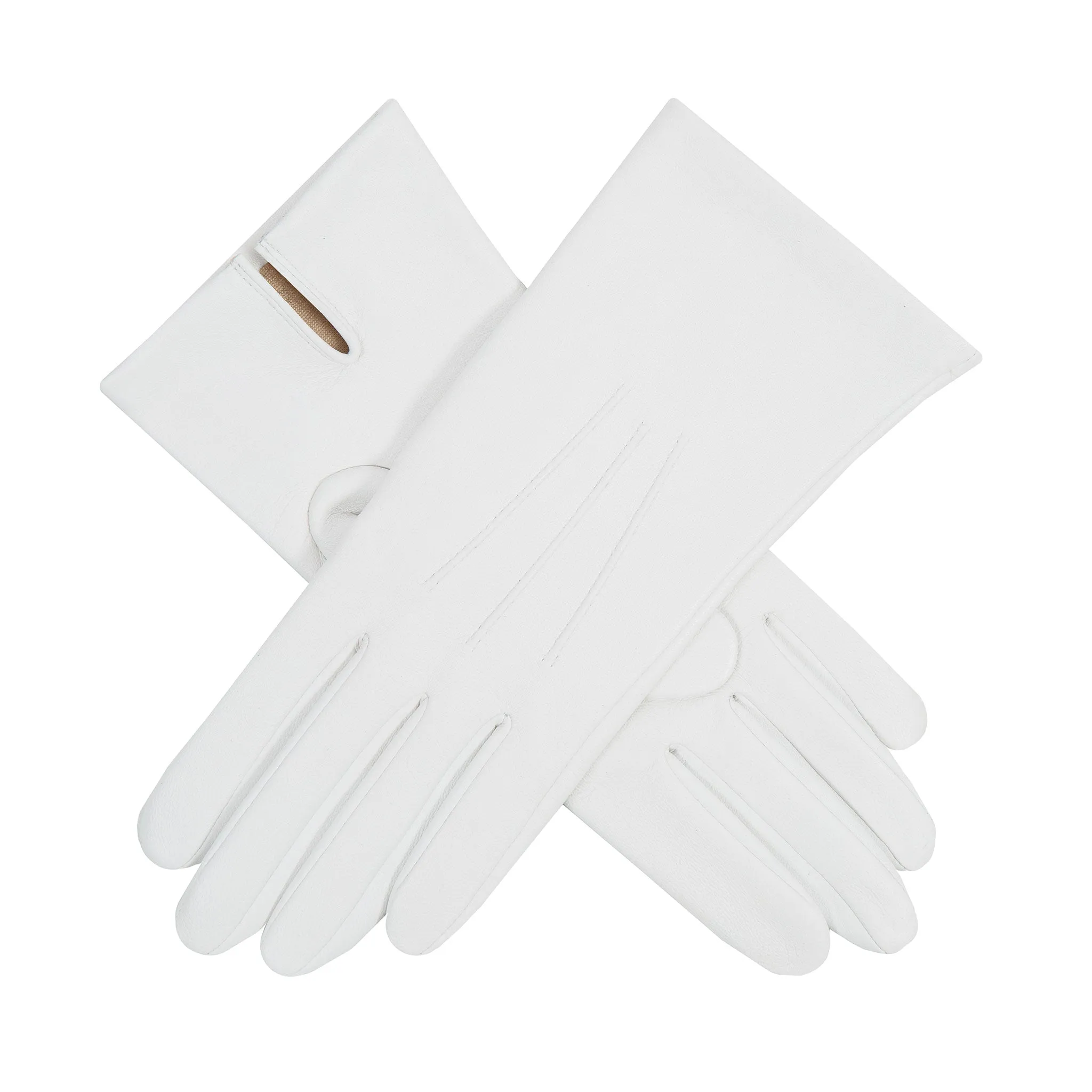 Women's Three-Point Silk-Lined Leather Gloves