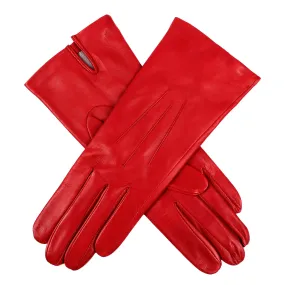 Women's Three-Point Silk-Lined Leather Gloves