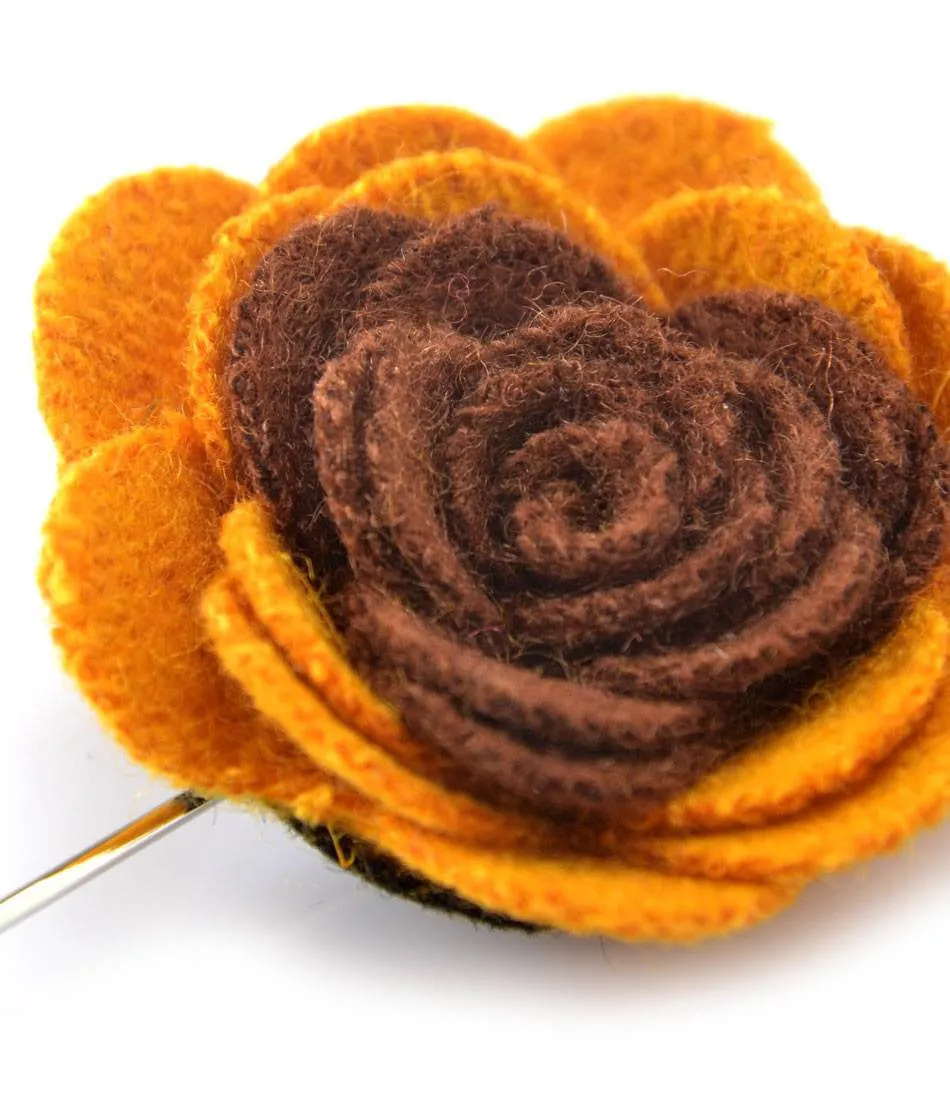 Yellow & Brown Rosette Lapel Pin