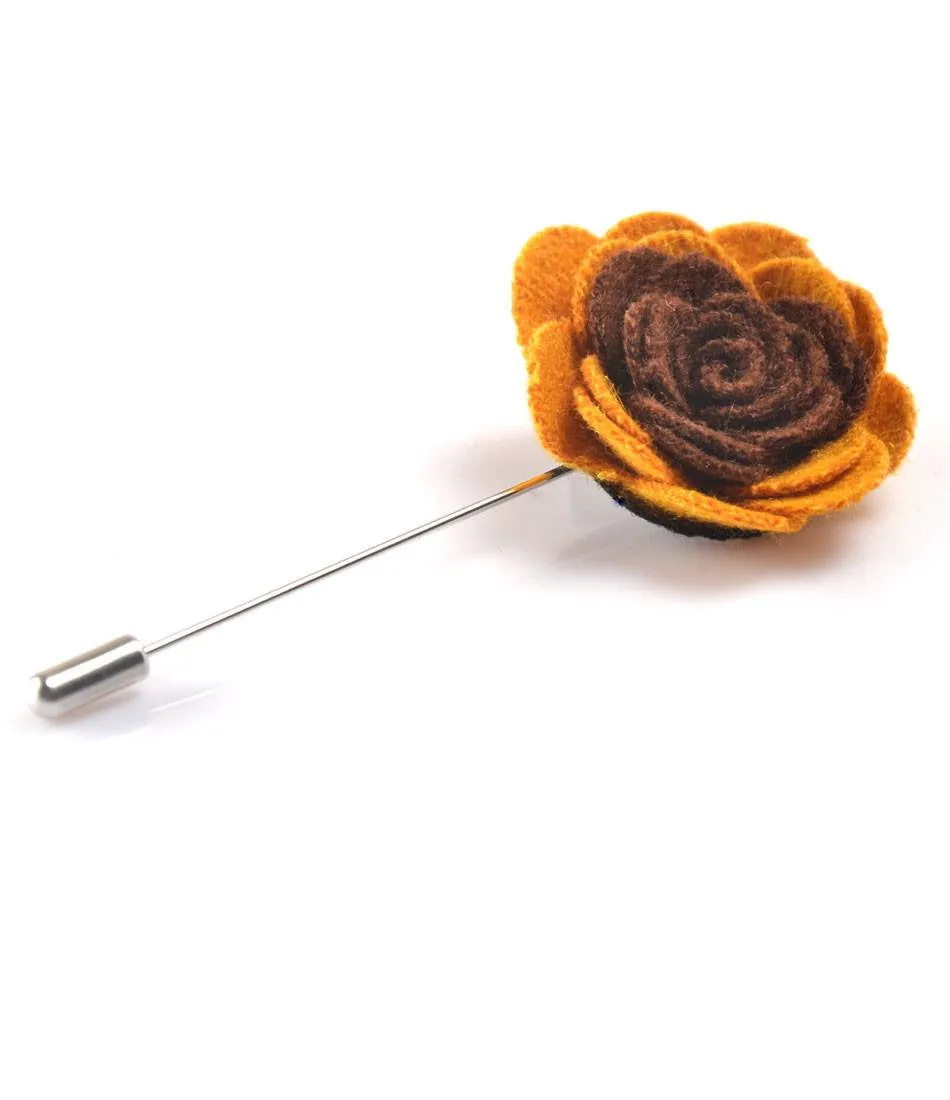 Yellow & Brown Rosette Lapel Pin