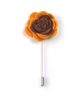 Yellow & Brown Rosette Lapel Pin